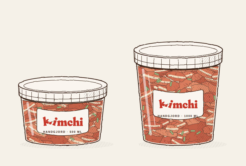 Kimchi i plastburkar, 500 ml och 1000 ml